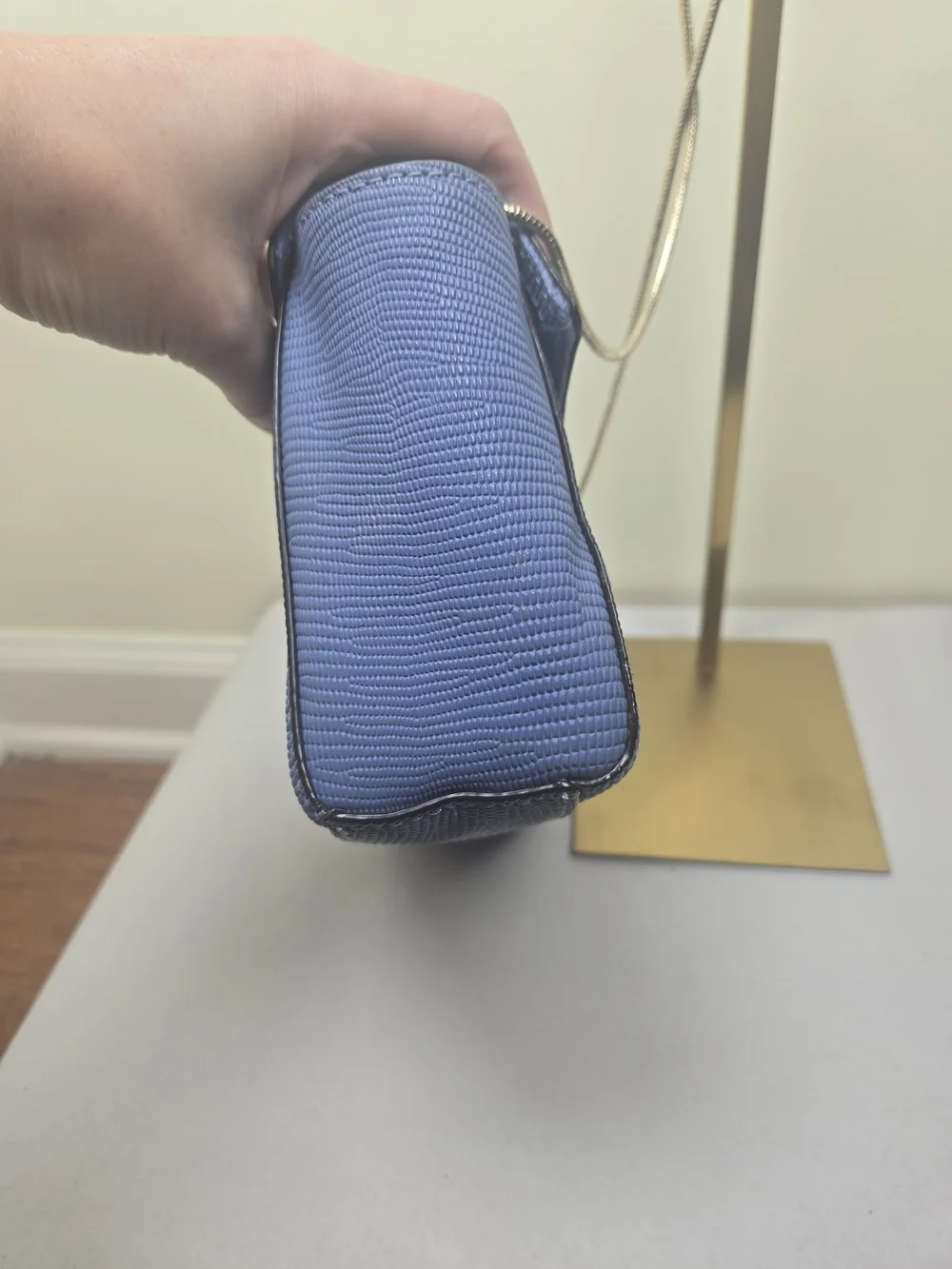 Kate Spade Blue Textured Structured Crossbody Bag